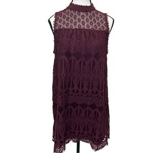 Altar’d State Women’s Burgundy Lace Sleeveless Dress with Button Back - Size M